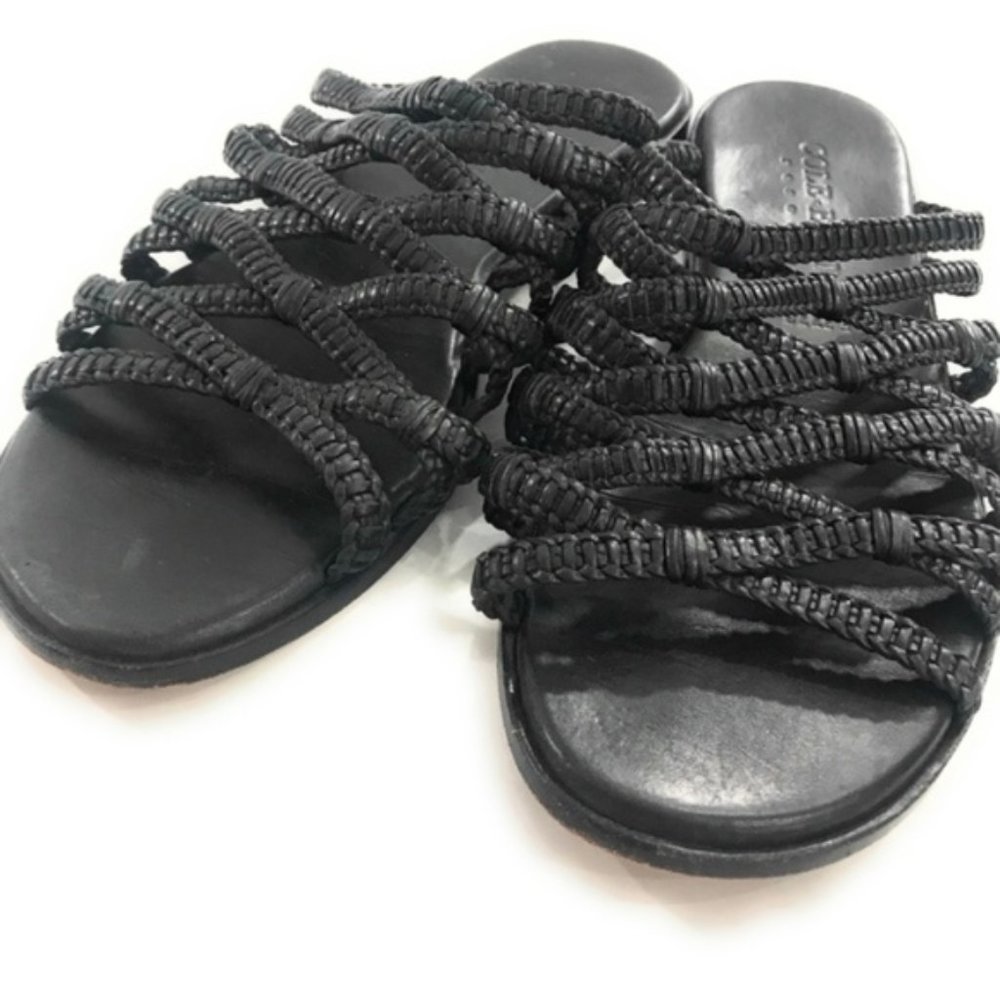 (SOLD) Cole Haan Black Strappy Slip On Sandals - Picture 2 of 7